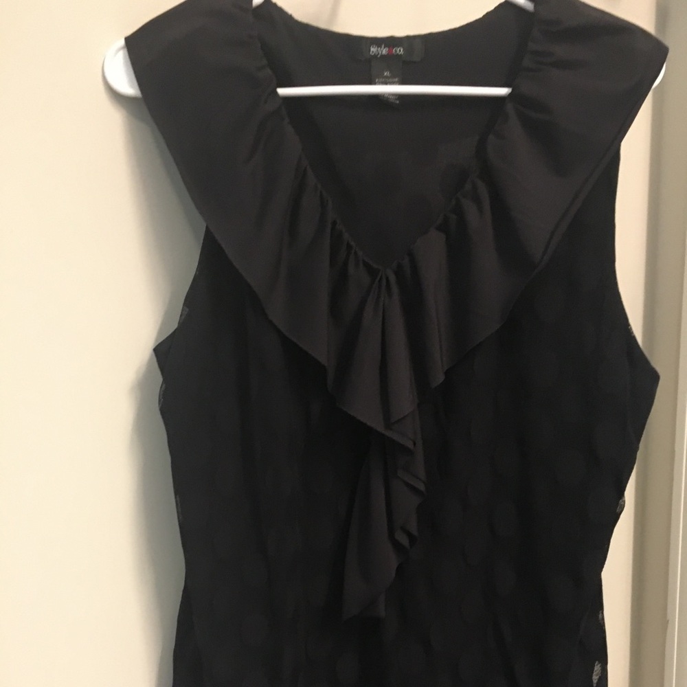 Style & Co black polka dot sleeveless top